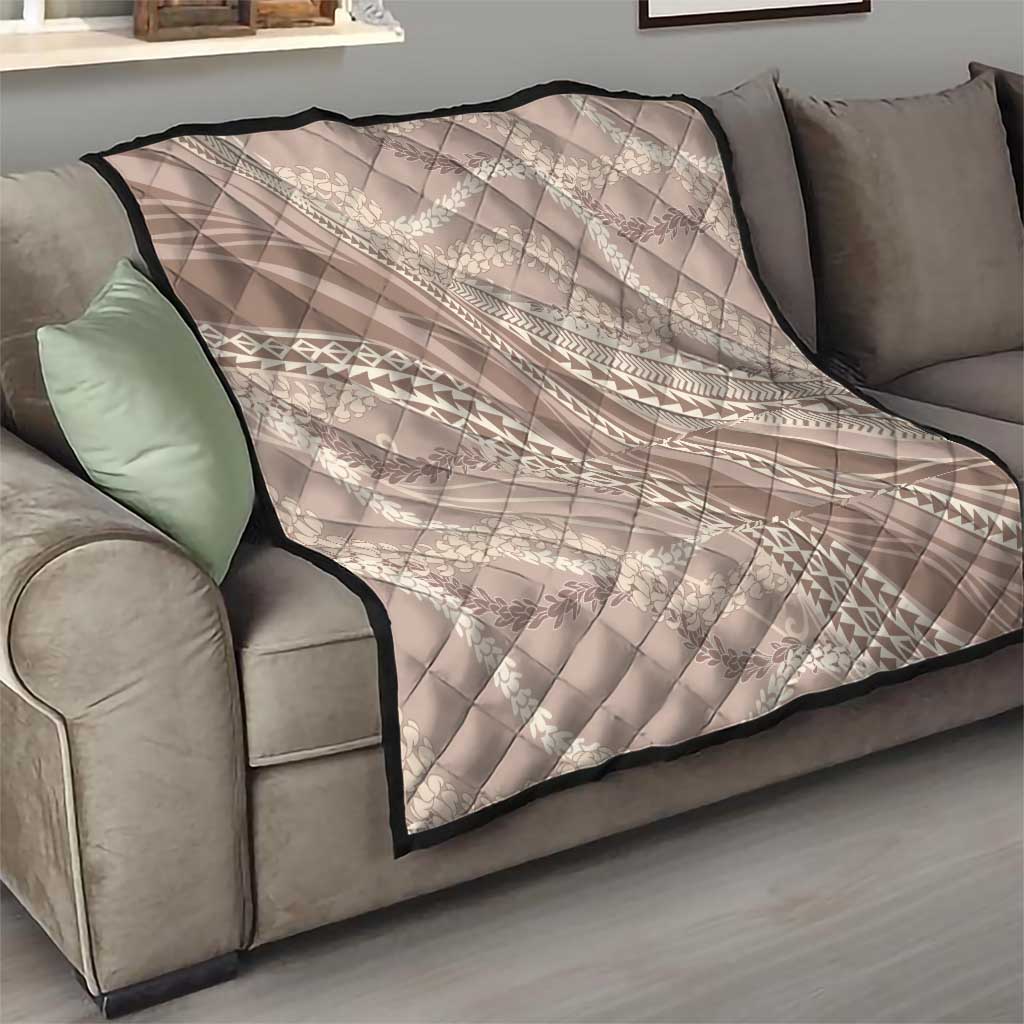 Polynesian Puakeniken Pikake Twisted Lei Quilt Beige LT7 - Polynesian Pride