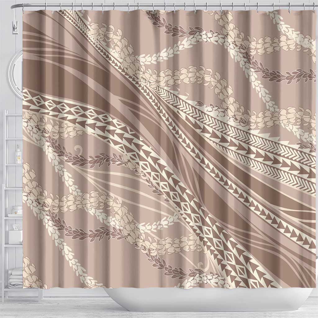 Polynesian Puakeniken Pikake Twisted Lei Shower Curtain Beige LT7 - Polynesian Pride