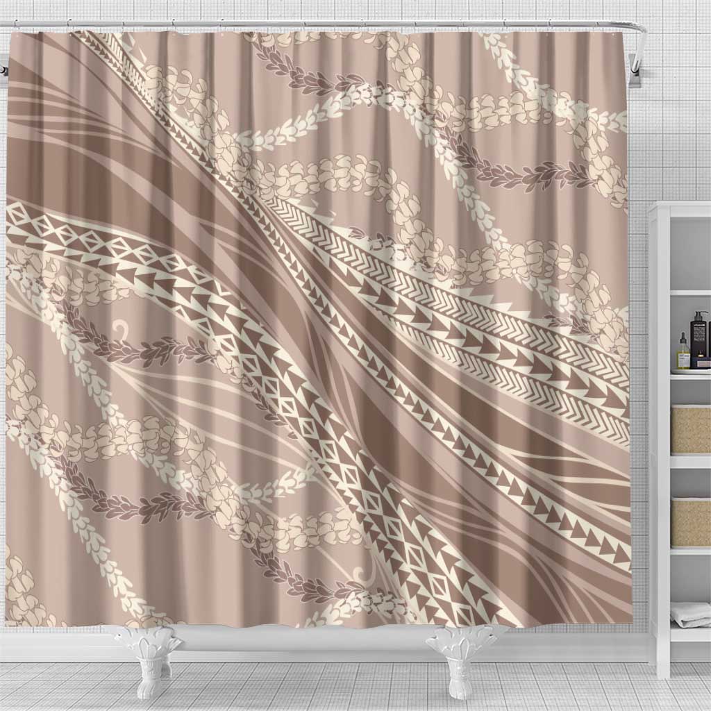 Polynesian Puakeniken Pikake Twisted Lei Shower Curtain Beige LT7 - Polynesian Pride
