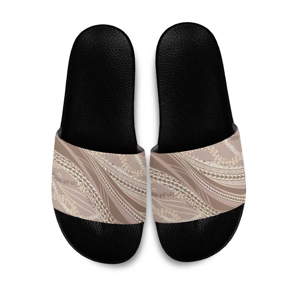 Polynesian Puakeniken Pikake Twisted Lei Slide Sandals Beige LT7 Beige - Polynesian Pride