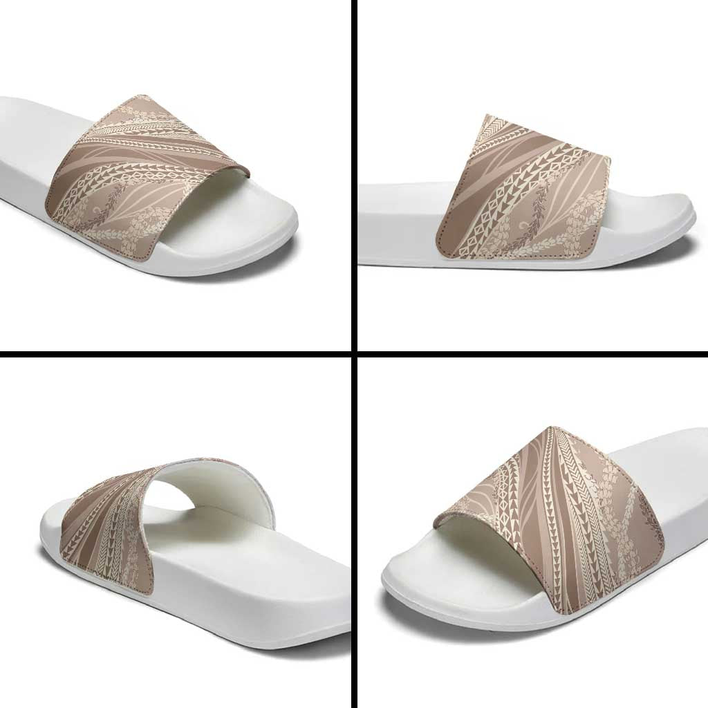 Polynesian Puakeniken Pikake Twisted Lei Slide Sandals Beige LT7 - Polynesian Pride