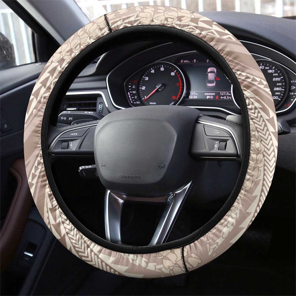 Polynesian Puakeniken Pikake Twisted Lei Steering Wheel Cover Beige LT7 - Polynesian Pride