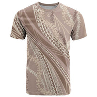Polynesian Puakeniken Pikake Twisted Lei T Shirt Beige LT7 Beige - Polynesian Pride