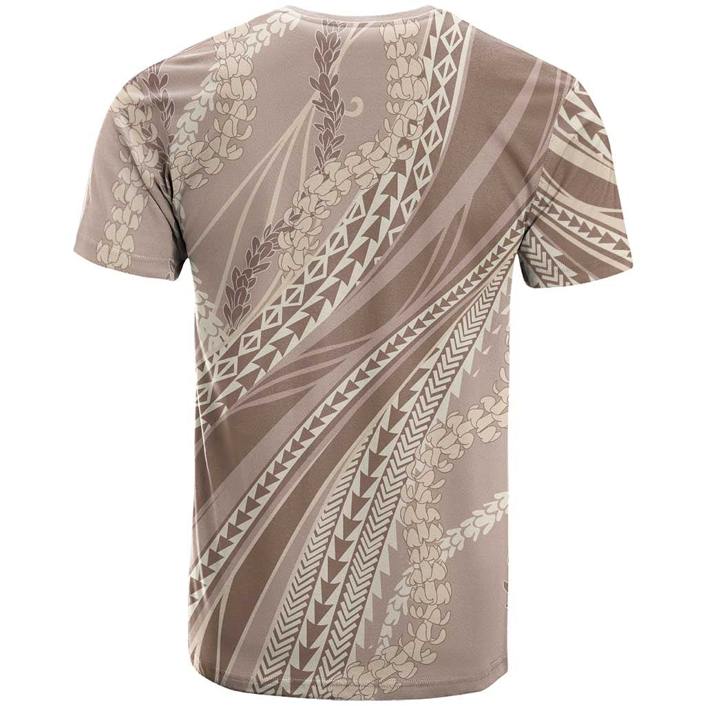 Polynesian Puakeniken Pikake Twisted Lei T Shirt Beige LT7 - Polynesian Pride