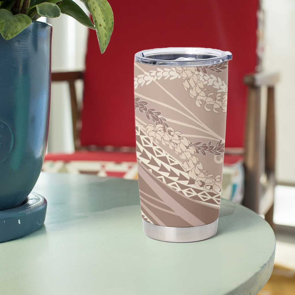 Polynesian Puakeniken Pikake Twisted Lei Tumbler Cup Beige LT7 - Polynesian Pride