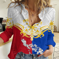 Personalised Philippines Women Casual Shirt Tribal Mix Style LT7 Female White - Polynesian Pride
