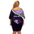 Personalised New Zealand Maori Family Matching Off Shoulder Short Dress and Hawaiian Shirt Manaia Paua Shell Purple LT7 - Polynesian Pride