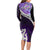 Personalised New Zealand Maori Long Sleeve Bodycon Dress Manaia Paua Shell Purple LT7 - Polynesian Pride