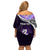 Personalised New Zealand Maori Off Shoulder Short Dress Manaia Paua Shell Purple LT7 - Polynesian Pride