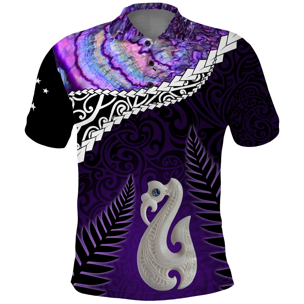 Personalised New Zealand Maori Polo Shirt Manaia Paua Shell Purple LT7 Purple - Polynesian Pride