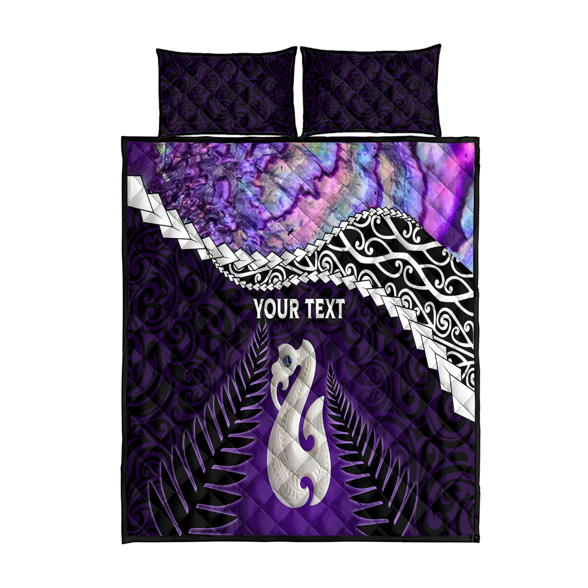 Personalised New Zealand Maori Quilt Bed Set Manaia Paua Shell Purple LT7 Purple - Polynesian Pride