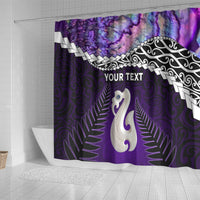 Personalised New Zealand Maori Shower Curtain Manaia Paua Shell Purple LT7 - Polynesian Pride