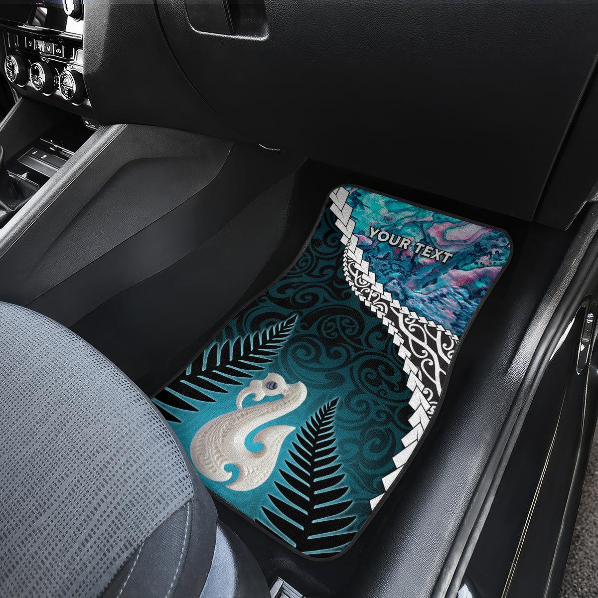 Personalised New Zealand Maori Car Mats Manaia Paua Shell Turquoise LT7 - Polynesian Pride