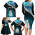 Personalised New Zealand Maori Family Matching Long Sleeve Bodycon Dress and Hawaiian Shirt Manaia Paua Shell Turquoise LT7 - Polynesian Pride