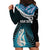 Personalised New Zealand Maori Hoodie Dress Manaia Paua Shell Turquoise LT7 - Polynesian Pride