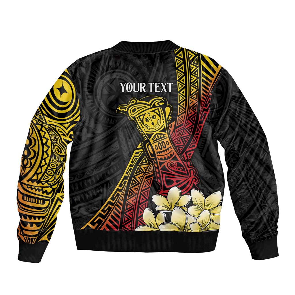 Personalized Papua New Guinea Bomber Jacket Kundu Drum Carving Motifs LT7 - Polynesian Pride