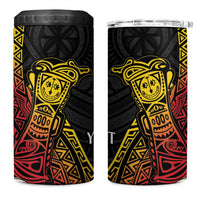 Personalized Papua New Guinea 4 in 1 Can Cooler Tumbler Kundu Drum Carving Motifs LT7 One Size: 16 oz Black - Polynesian Pride