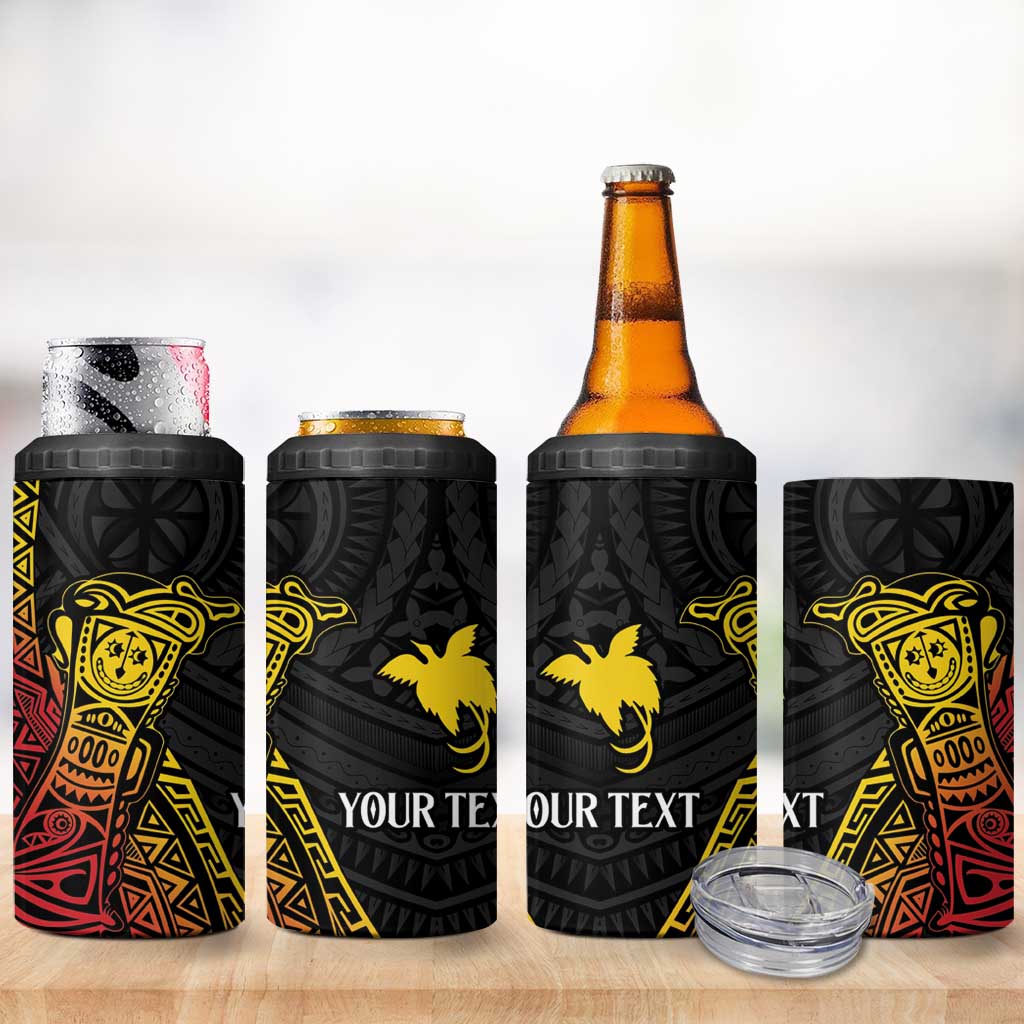 Personalized Papua New Guinea 4 in 1 Can Cooler Tumbler Kundu Drum Carving Motifs LT7 - Polynesian Pride