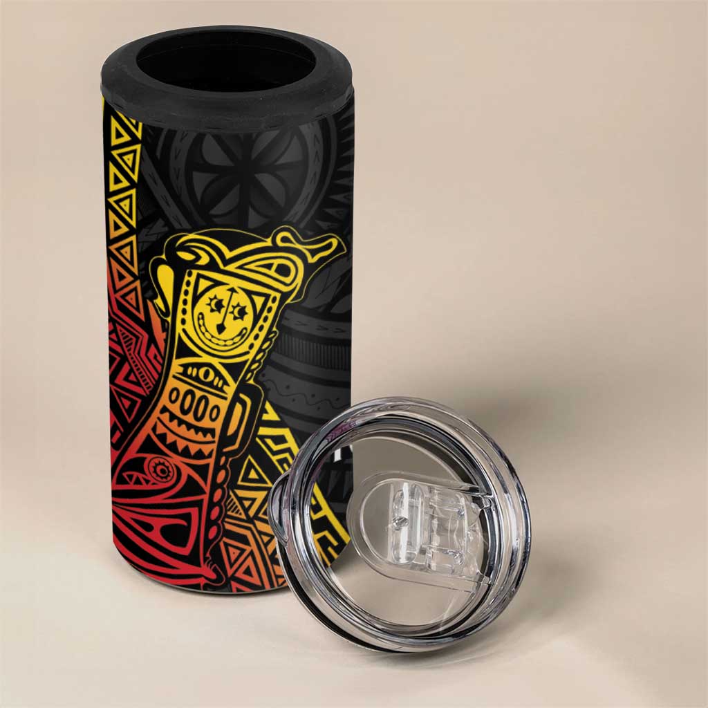 Personalized Papua New Guinea 4 in 1 Can Cooler Tumbler Kundu Drum Carving Motifs LT7 - Polynesian Pride