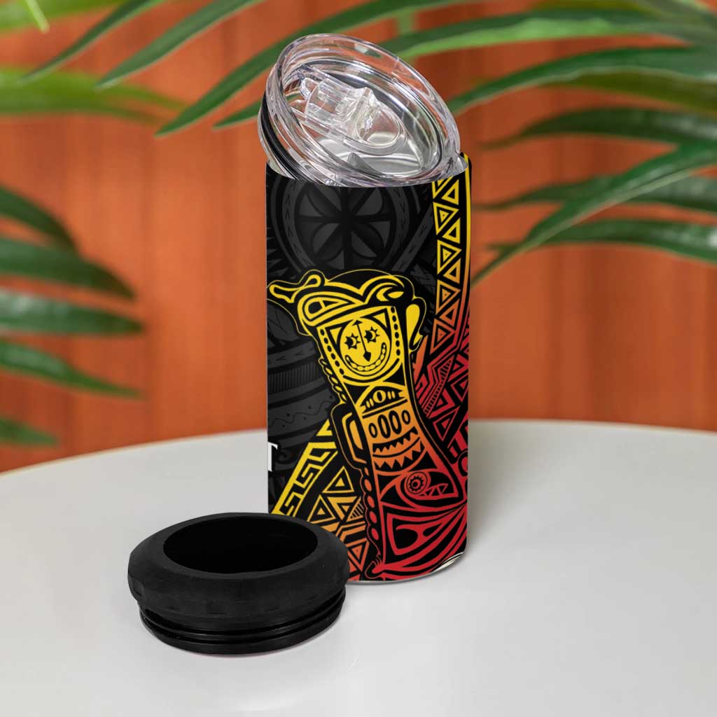 Personalized Papua New Guinea 4 in 1 Can Cooler Tumbler Kundu Drum Carving Motifs LT7 - Polynesian Pride