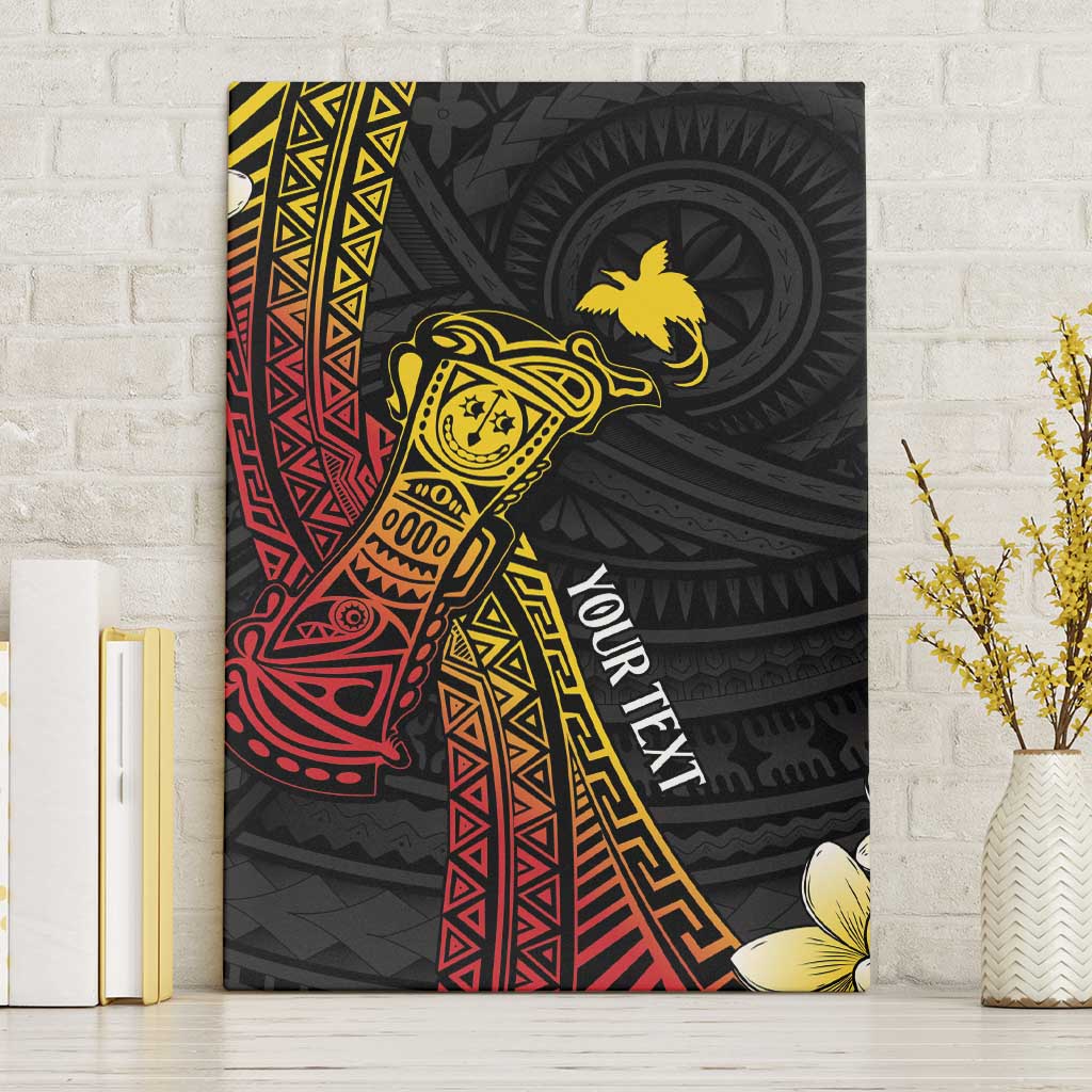 Personalized Papua New Guinea Canvas Wall Art Kundu Drum Carving Motifs LT7 Without Frame Black - Polynesian Pride
