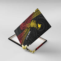 Personalized Papua New Guinea Canvas Wall Art Kundu Drum Carving Motifs LT7 With Frame Black - Polynesian Pride