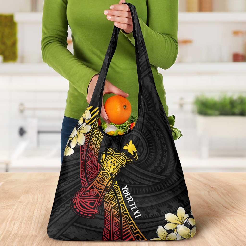 Personalized Papua New Guinea Grocery Bag Kundu Drum Carving Motifs LT7 - Polynesian Pride