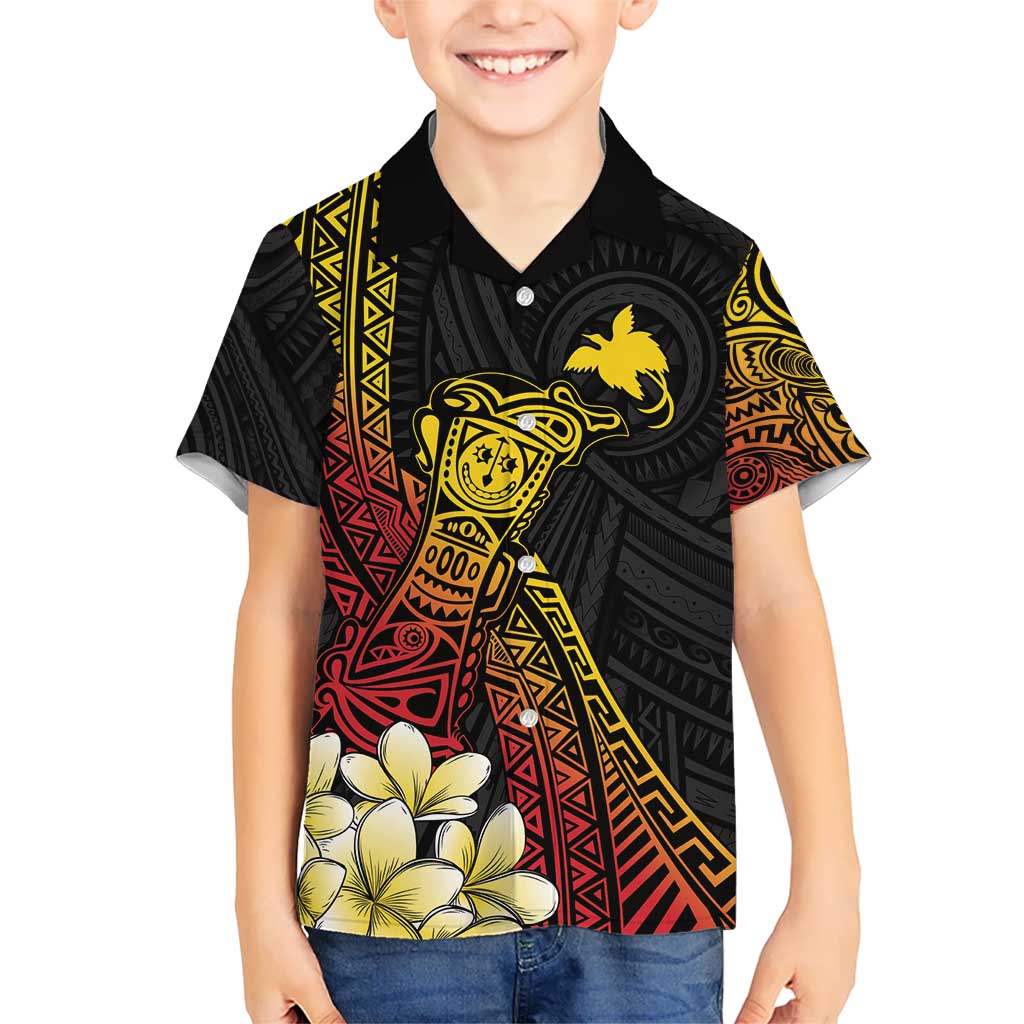 Personalized Papua New Guinea Kid Hawaiian Shirt Kundu Drum Carving Motifs LT7 Kid Black - Polynesian Pride