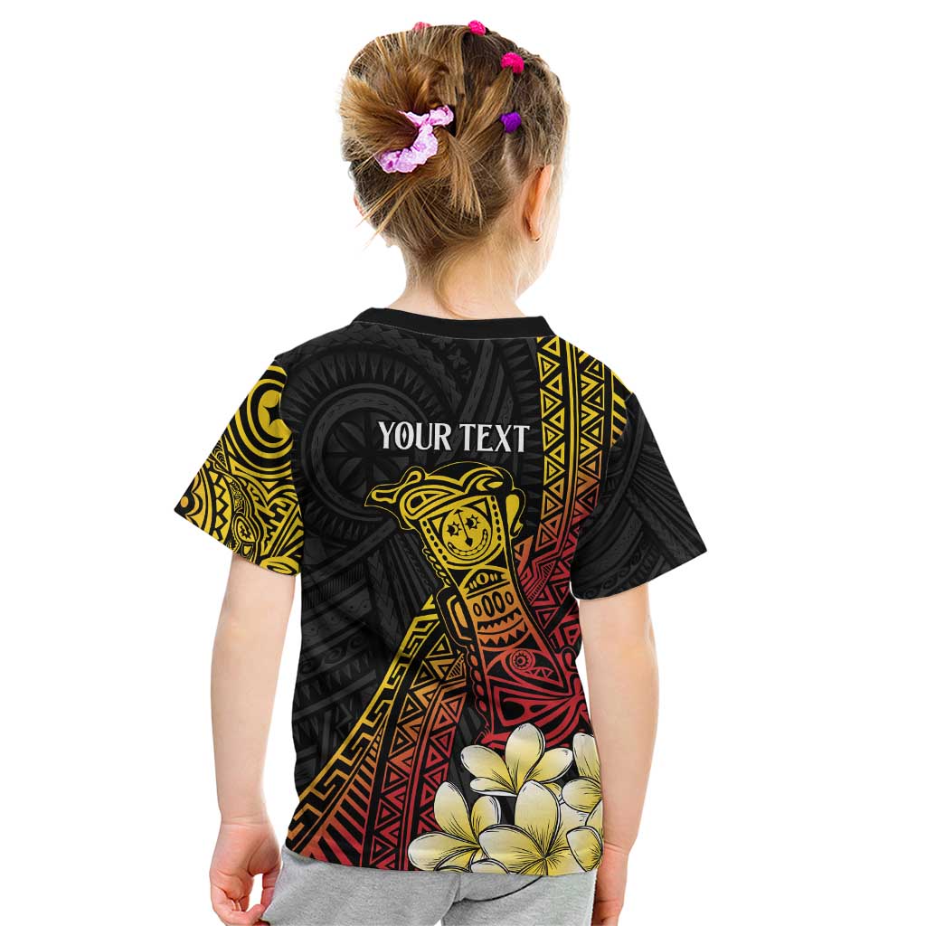 Personalized Papua New Guinea Kid T Shirt Kundu Drum Carving Motifs LT7 - Polynesian Pride
