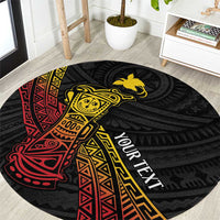 Personalized Papua New Guinea Round Carpet Kundu Drum Carving Motifs LT7 Black - Polynesian Pride