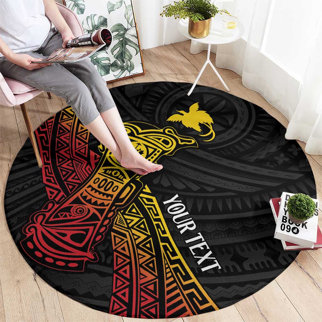 Personalized Papua New Guinea Round Carpet Kundu Drum Carving Motifs LT7 - Polynesian Pride