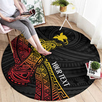 Personalized Papua New Guinea Round Carpet Kundu Drum Carving Motifs LT7 - Polynesian Pride