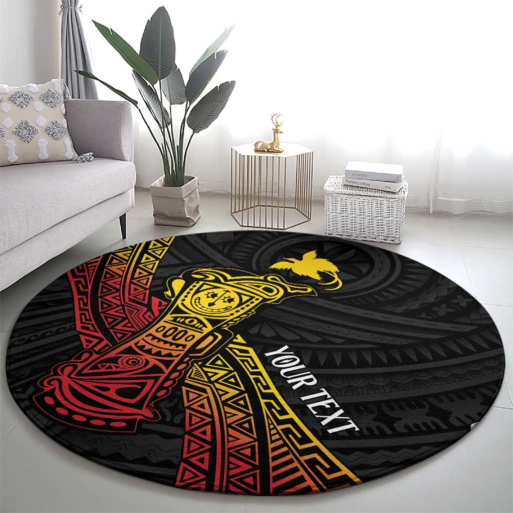 Personalized Papua New Guinea Round Carpet Kundu Drum Carving Motifs LT7 - Polynesian Pride