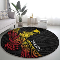 Personalized Papua New Guinea Round Carpet Kundu Drum Carving Motifs LT7 - Polynesian Pride
