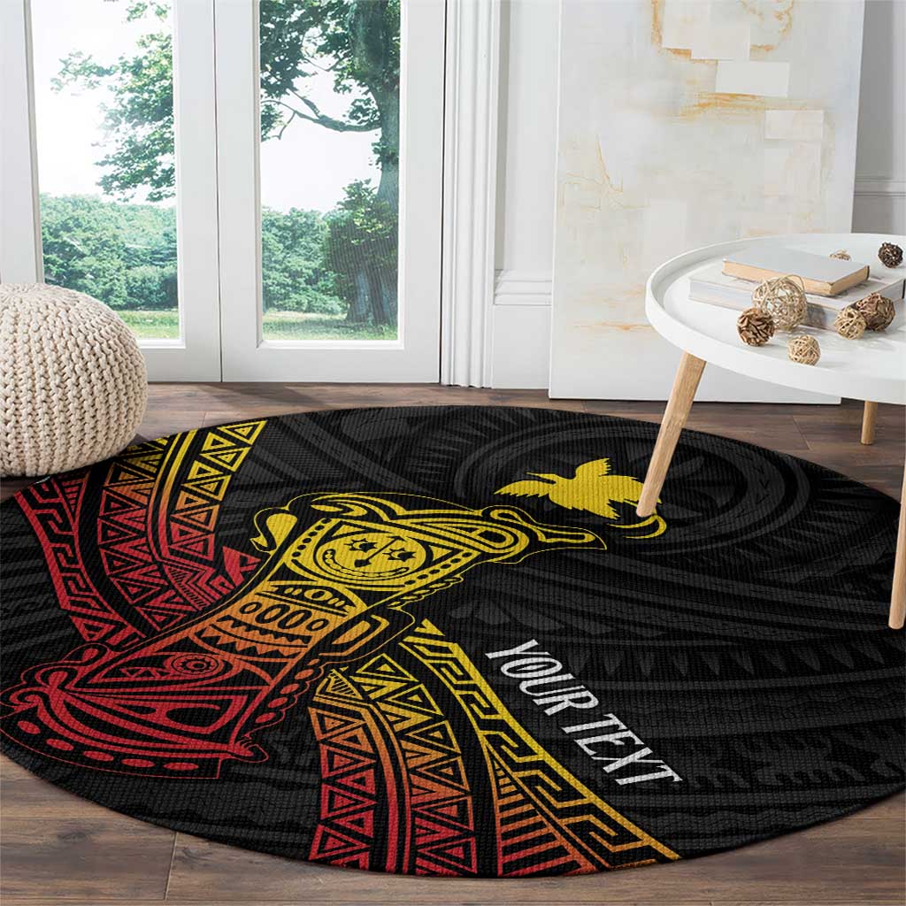 Personalized Papua New Guinea Round Carpet Kundu Drum Carving Motifs LT7 - Polynesian Pride