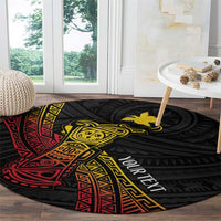 Personalized Papua New Guinea Round Carpet Kundu Drum Carving Motifs LT7 - Polynesian Pride