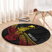 Personalized Papua New Guinea Round Carpet Kundu Drum Carving Motifs LT7 - Polynesian Pride