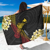 Personalized Papua New Guinea Sarong Kundu Drum Carving Motifs LT7 One Size 44 x 66 inches Black - Polynesian Pride