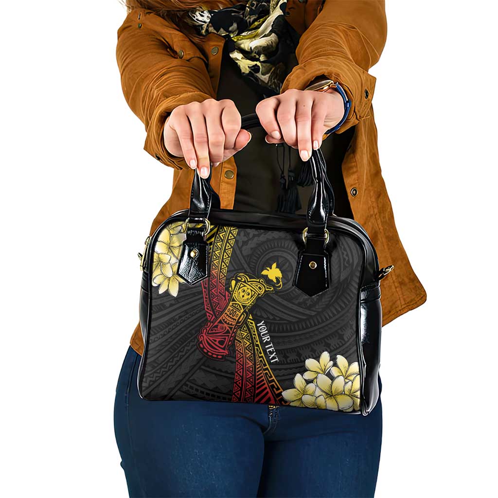 Personalized Papua New Guinea Shoulder Handbag Kundu Drum Carving Motifs LT7 One Size Black - Polynesian Pride