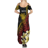 Personalized Papua New Guinea Summer Maxi Dress Kundu Drum Carving Motifs LT7 - Polynesian Pride