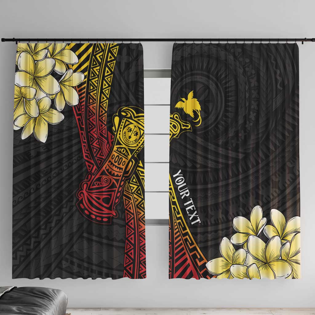 Personalized Papua New Guinea Window Curtain Kundu Drum Carving Motifs LT7 With Hooks Black - Polynesian Pride