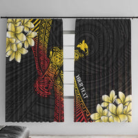 Personalized Papua New Guinea Window Curtain Kundu Drum Carving Motifs LT7 With Hooks Black - Polynesian Pride