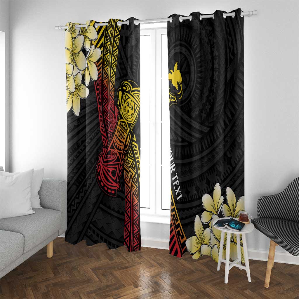 Personalized Papua New Guinea Window Curtain Kundu Drum Carving Motifs LT7 With Grommets Black - Polynesian Pride