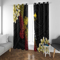 Personalized Papua New Guinea Window Curtain Kundu Drum Carving Motifs LT7 With Grommets Black - Polynesian Pride