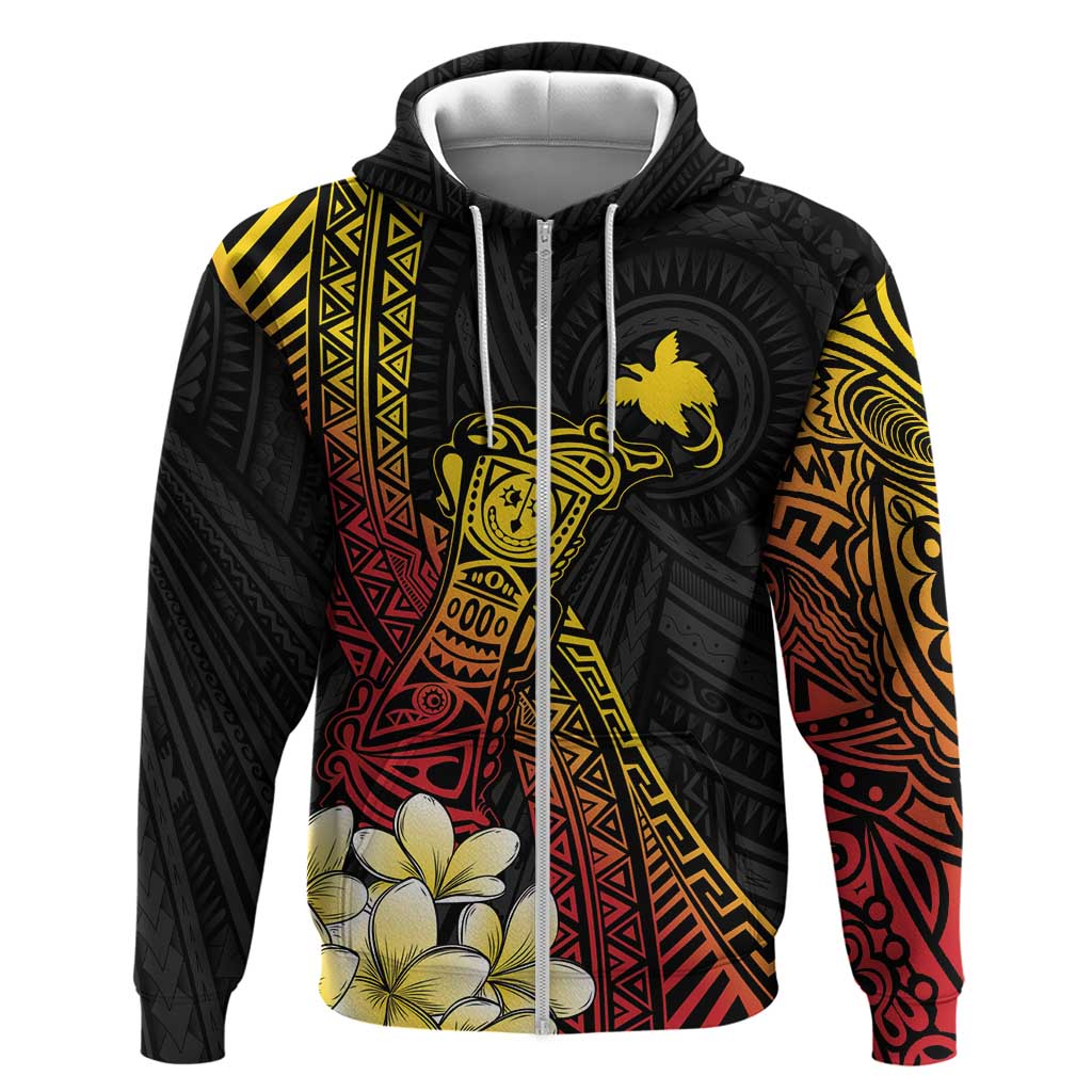 Personalized Papua New Guinea Zip Hoodie Kundu Drum Carving Motifs LT7 Zip Hoodie Black - Polynesian Pride