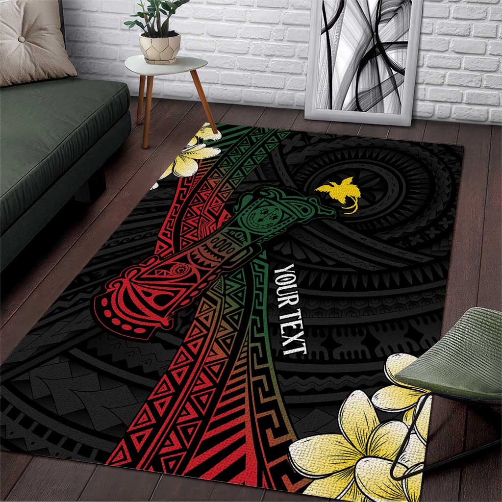 Personalized Papua New Guinea Area Rug Kundu Drum Motifs - Sepik Colors LT7 Black - Polynesian Pride