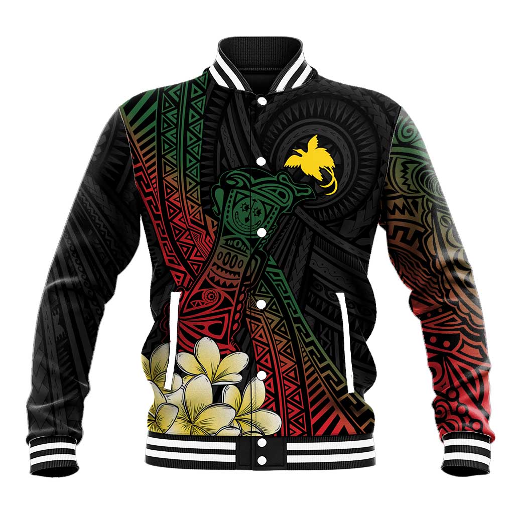 Personalized Papua New Guinea Baseball Jacket Kundu Drum Motifs - Sepik Colors LT7 Unisex Black - Polynesian Pride