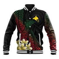 Personalized Papua New Guinea Baseball Jacket Kundu Drum Motifs - Sepik Colors LT7 Unisex Black - Polynesian Pride