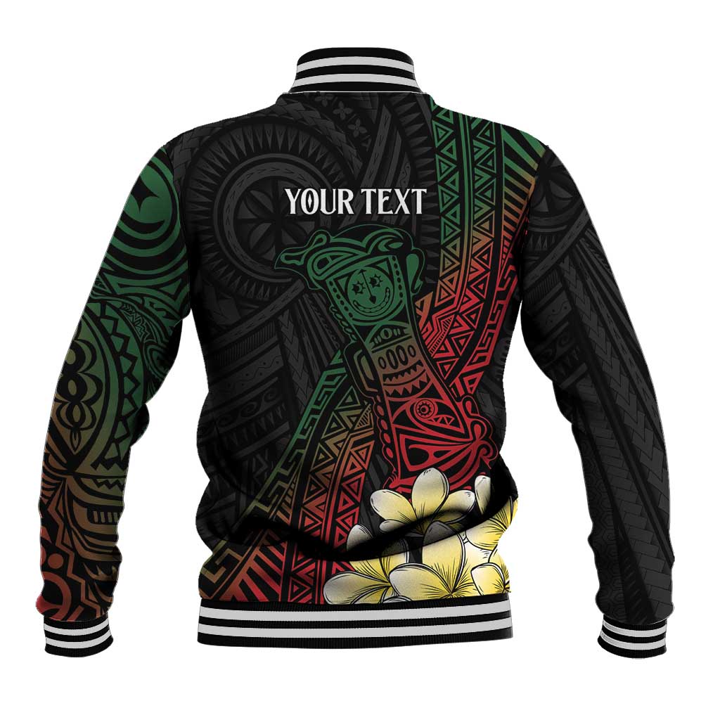 Personalized Papua New Guinea Baseball Jacket Kundu Drum Motifs - Sepik Colors LT7 - Polynesian Pride