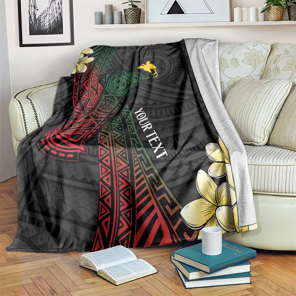 Personalized Papua New Guinea Blanket Kundu Drum Motifs - Sepik Colors LT7 Black - Polynesian Pride